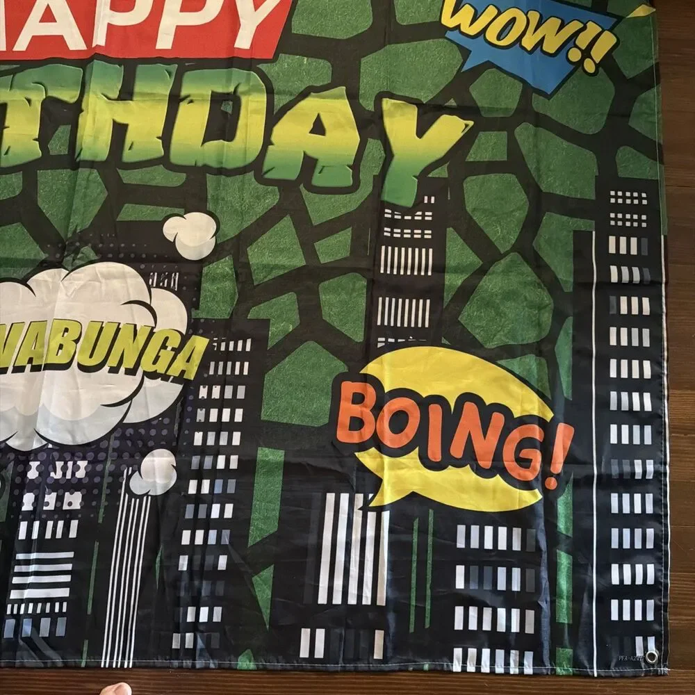 Turtles Theme Happy Birthday 3x5 Ft. Banner Cartoon 44 x 70